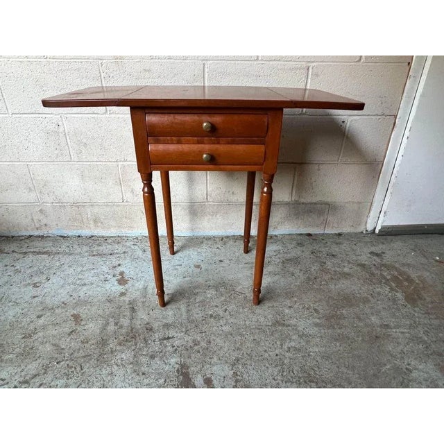 Early 20th Century Sheraton Style 2 Drawer Drop Leaf Side Table. Circa 1920s For Sale - Image 4 of 10