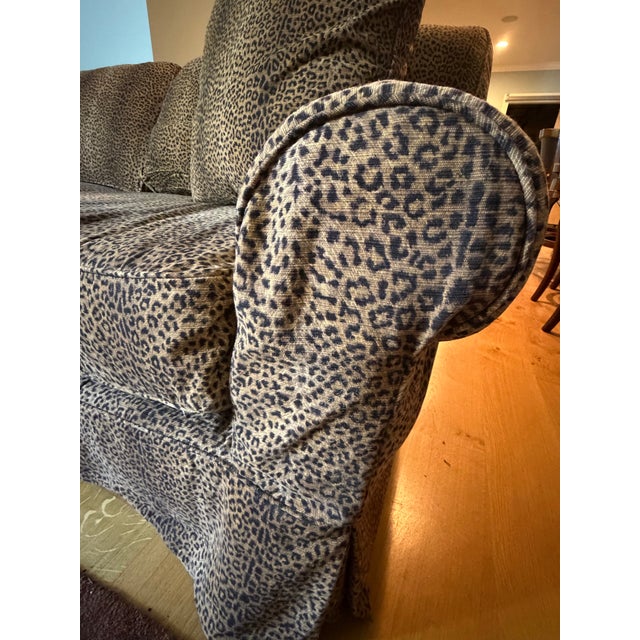 English Lee Industries Cheetah Print Roll Arm Sectional Sofa — English Country/Safari Style For Sale - Image 3 of 8