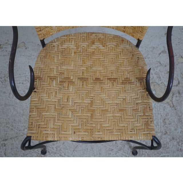 Glass Top Bamboo Table + 4 Iron Wicker Chairs For Sale - Image 12 of 18