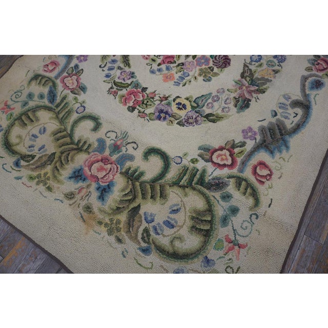 Early 20th Century American Hooked Rug ( 4'2" x 7'6" - 127 x 228 ) Antique Small Scatter Size Hooked American Wool 1935...
