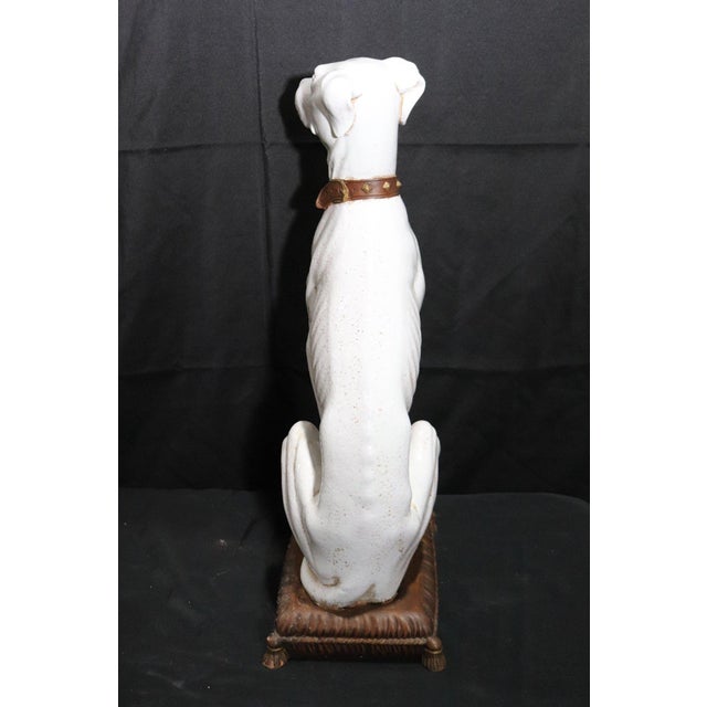 Beautiful Vintage Mid Century Greyhound Ceramic Statue Made in Italy, Signed For Sale - Image 4 of 9