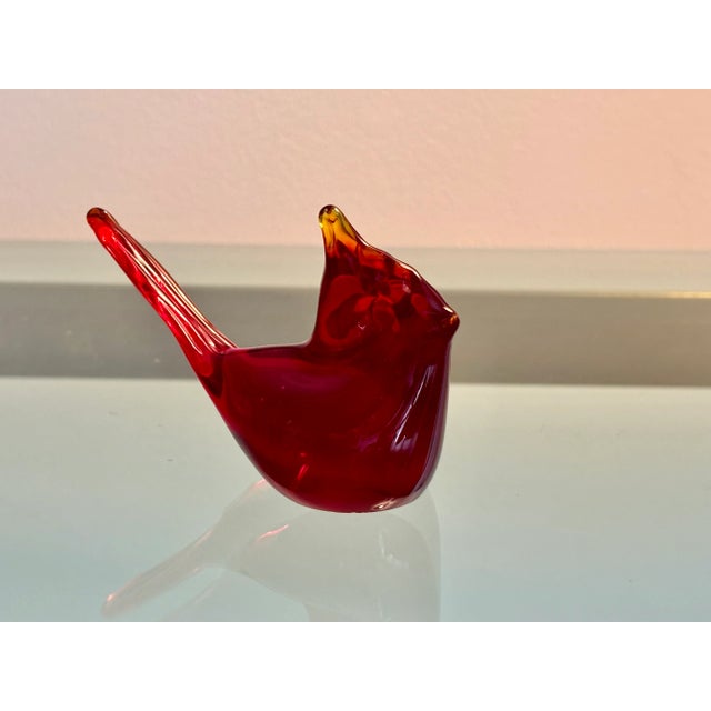 Vintage glass cardinal. Made in Sweden. It is signed but difficult to read (phot #3). In excellent vintage condition.