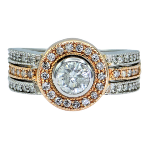 14k (585) White and Rose Gold Natural Diamond Ring