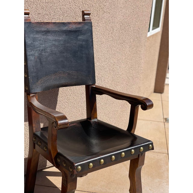 Brown Early 20th Century Old World Spanish Revival Colonial Frailero Armchair For Sale - Image 8 of 12