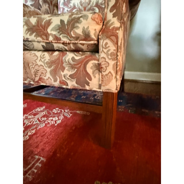 Late 20th Century Pair of Jacquard TRS Wingback Chairs For Sale - Image 5 of 12