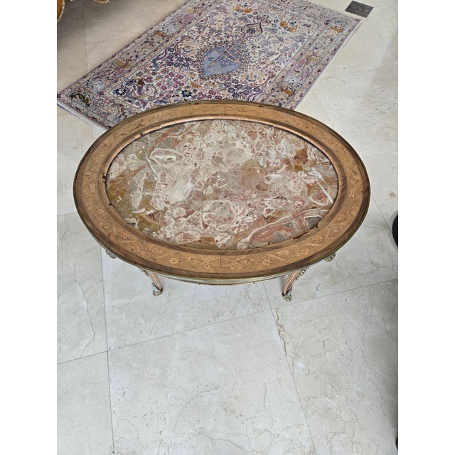 French Antique French Bronze & Marble Coffee Table W Rams Heads For Sale - Image 3 of 13