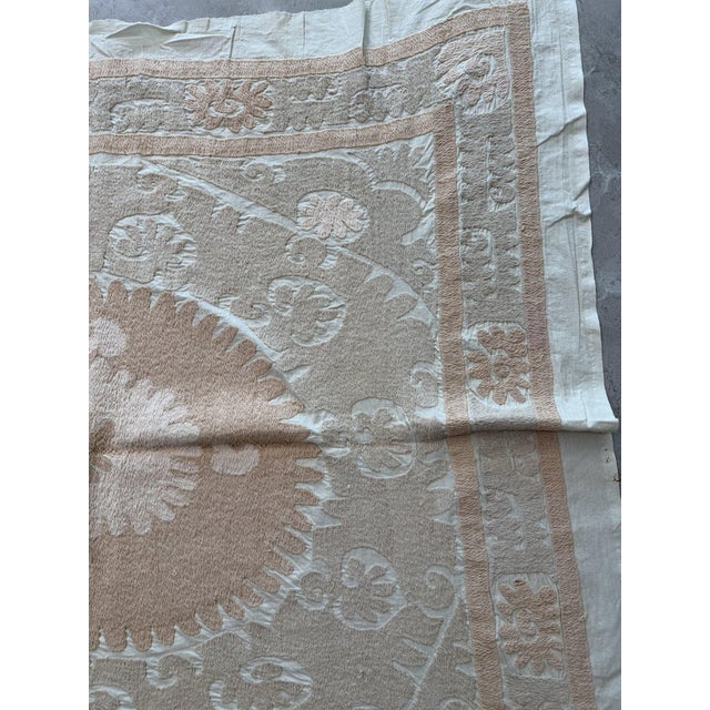 Mid 20th Century Tashkent Suzani Tablecloth 4'4'' X 4'4'' For Sale - Image 12 of 16