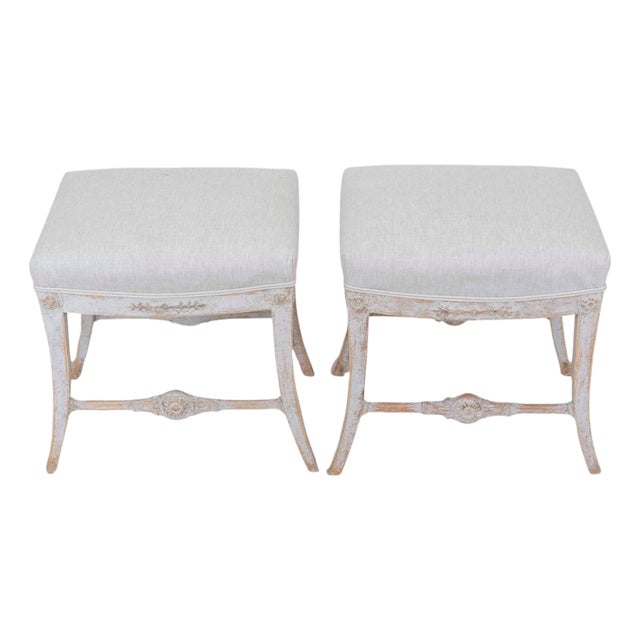 Pair of Swedish 19th Century Gustavian Stools For Sale