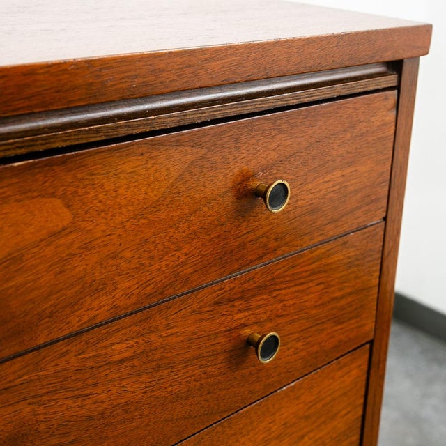Mid Century Danish Modern Highboy Dresser Walnut 4 Drawer Danish MCM Vintage 60s For Sale In Sacramento - Image 6 of 9