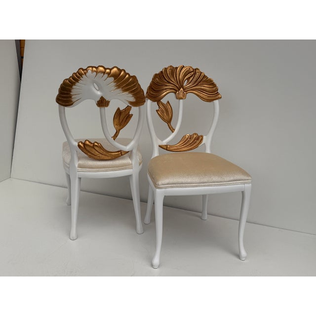 1980s 1980s Set of Four Hollywood Regency Carved Lotus Chairs For Sale - Image 5 of 12