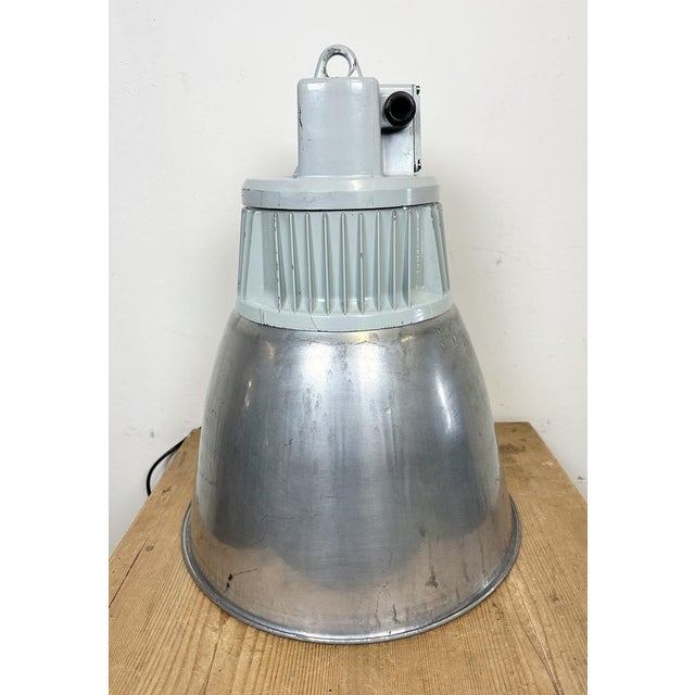 Vintage Industrial Factory Pendant Lamp in Silver from Elektrosvit, 1960s For Sale - Image 11 of 18