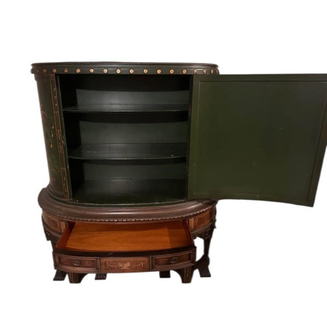 Beautiful jacobean paint decorated Curio display Cabinet Great condition. Minor age related ware. made by Rockford...