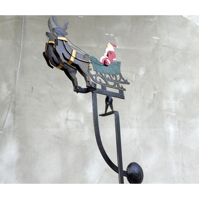 Red Vintage Folk Art Santa Sleigh Balancing Toy, 1950s For Sale - Image 8 of 16