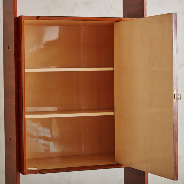 Tall Rosewood Veneer Cabinet with Key by SAM, France 1950s For Sale - Image 11 of 11