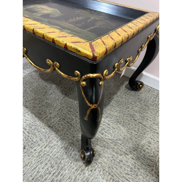 2000 - 2009 Louis XV Style Ebonized Ornate Coffee Table Italy For Sale - Image 5 of 12