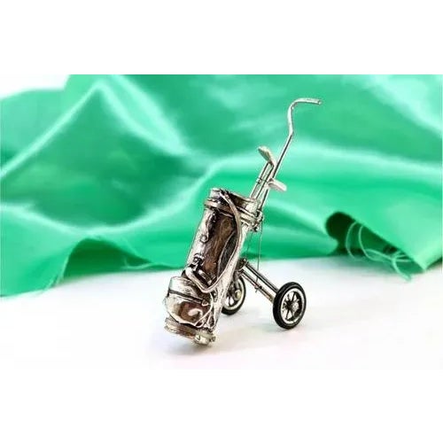 Perfect Silver Golf Cart with Three Clubs For Sale - Image 6 of 7