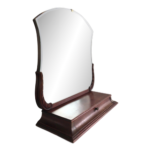 1940s Mahogany Tabletop Vanity Mirror With Drawer