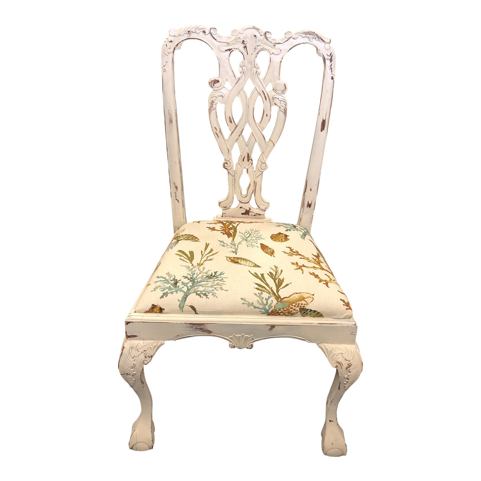 Distressed Cream Color Dining Chair Chairish