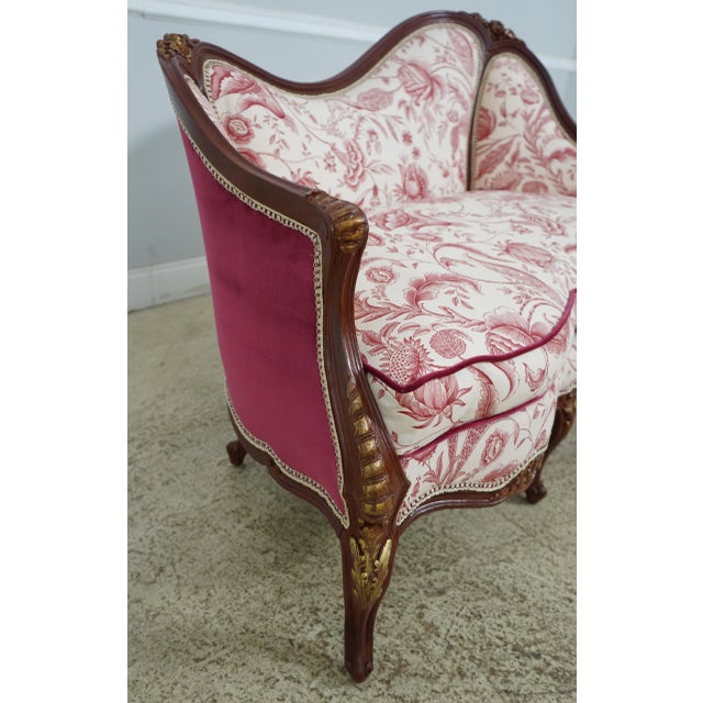 1980s French Louis XV Style Newly Upholstered Settee For Sale - Image 5 of 12