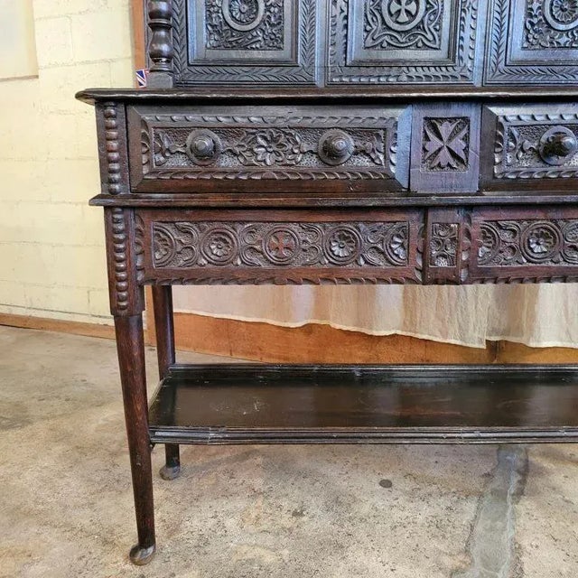Late 18th Century Circa 1790 English Carved Sideboard With 2 Drawers & Shelf For Sale - Image 5 of 13