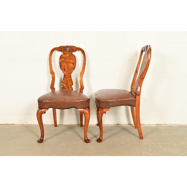 Antique English Queen Anne Burl Wood Dining Chairs, Circa 1860s For Sale - Image 11 of 13