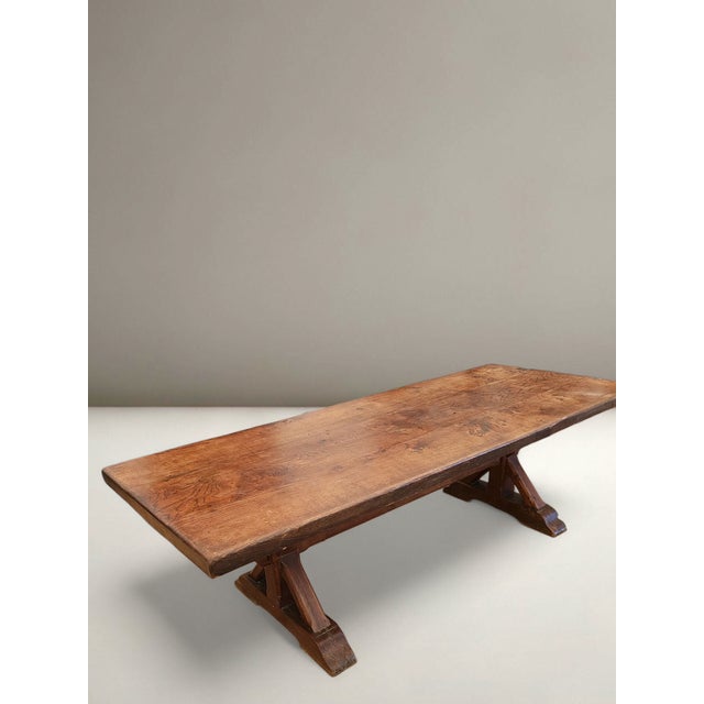 Early 19th Century 19th Century French Walnut X-Frame Refractory Farmhouse Dining Table For Sale - Image 5 of 7