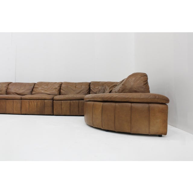 Vintage Brown Leather Modular Sofa from Laauser, 1970s, Set of 7 For Sale - Image 3 of 12