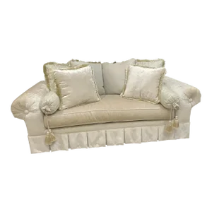 1990s Designer Raymond Waites White Velvet Traditional Sofa by Lane Venture