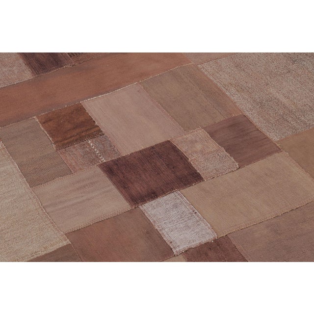 Traditional Vintage Turkish Patchwork Rug in Soft Brown and Beige Tones - Rug & Kilim For Sale - Image 3 of 9