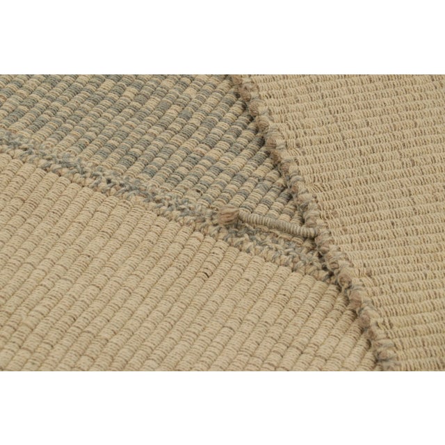 Beige Rug & Kilim’s Contemporary Kilim in Beige and Ice Blue Striae For Sale - Image 8 of 8