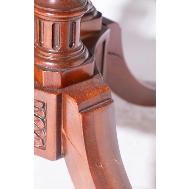 Baker Furniture Company 1980s Baker Historic Charleston Mahogany Two Pedestal Dining Table Satinwood Banding For Sale - Image 4 of 5