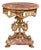 French Rococo-Style Accent Table – Coral Marble Top With Ornate Bronze & Gold Details For Sale