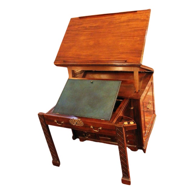 C. 1765 George III Period Gentleman's Library Writing Table Chest For Sale