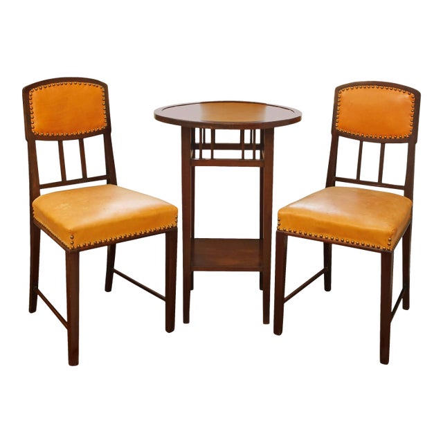 Brazilian Jacaranda Two Chairs and Table Art Nouveau Set, circa 1900 - Set of 3 For Sale