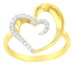 14KT Yellow Gold 1/10 ctw. Diamond Heart Shape Ring - Size 7