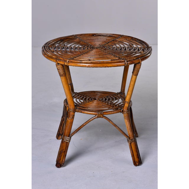 Mid-Century Italian Rattan & Bamboo Two-Tier Side Table For Sale - Image 4 of 10