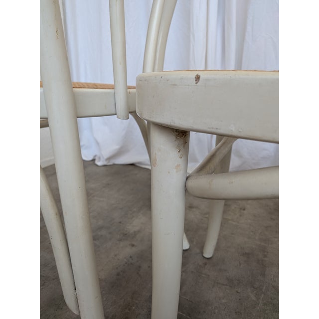 Vintage White Wood Dining Chairs with Cane Seats, 1970s, Set of 4 For Sale - Image 10 of 18