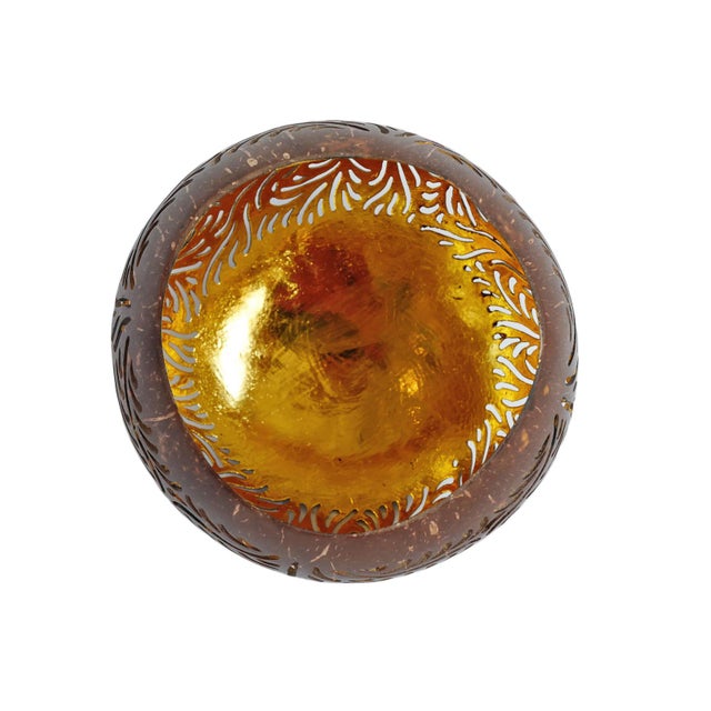 Boho Chic Coconut Carved Candle Bowl For Sale - Image 3 of 6