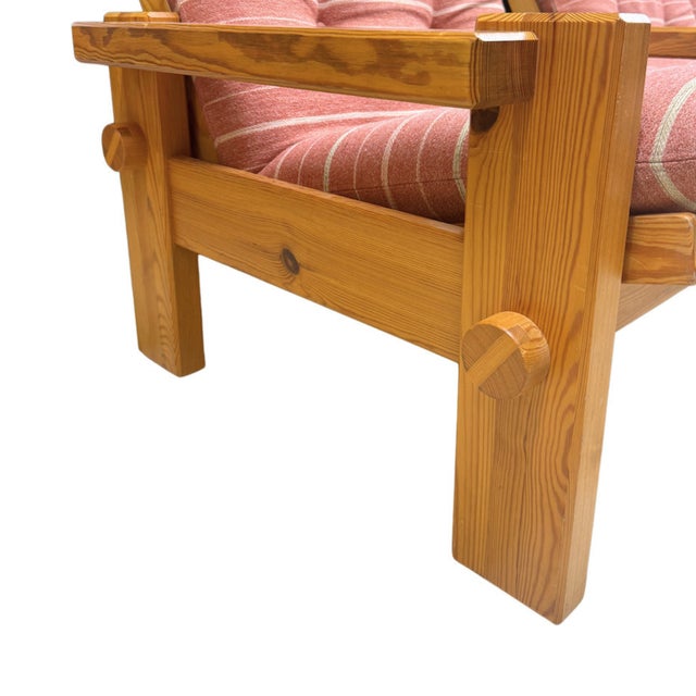 Swedese Mobler Yngve Ekström, Swedese, Dymling Lounge Chair, Pine, Fabric, Sweden, 1970s For Sale - Image 4 of 5