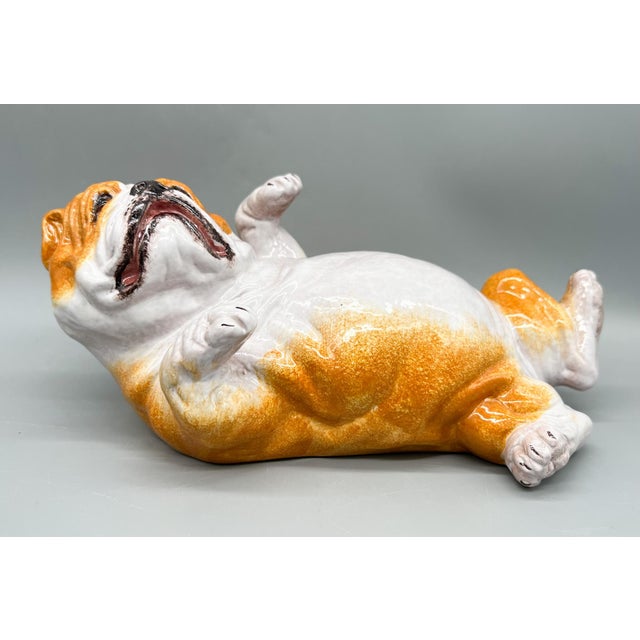 Orange 1980s Italian Terra Cotta Bulldog Figurine – Rustic Vintage Dog Sculpture For Sale - Image 8 of 8