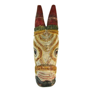 Antique Polychrome Indian Folk Art Horse Mask For Sale