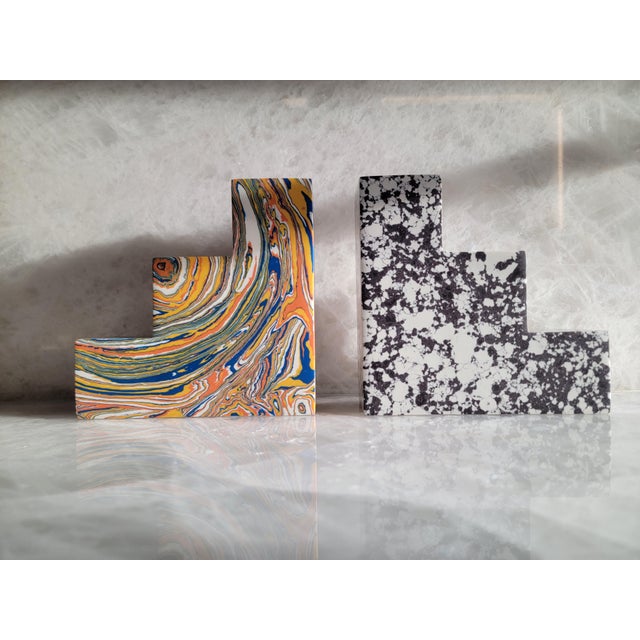 Mid-Century Modern Tom Dixon Swirl Stepped Bookend/Candleholder Set of 2 For Sale - Image 3 of 12