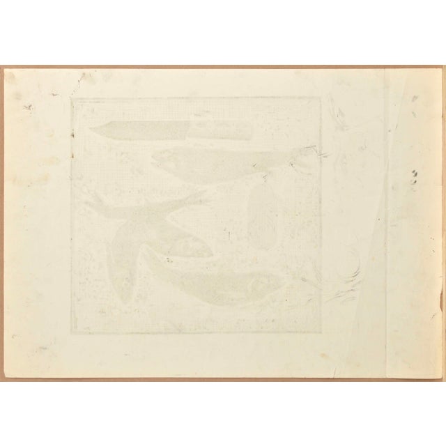 Albert Goltjakov, Still Life with Fish, 1960s, Monotype, in Good conditions. Designed 1960 to 1969 I have official proof...