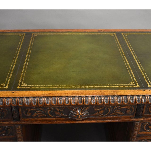 Victorian Carved Oak Desk, 1880 For Sale - Image 11 of 14