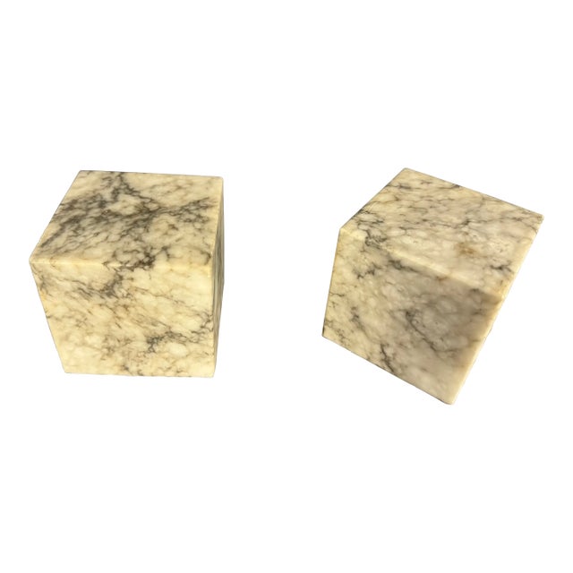 1980s Marble Cube Paper Weights- a Pair For Sale