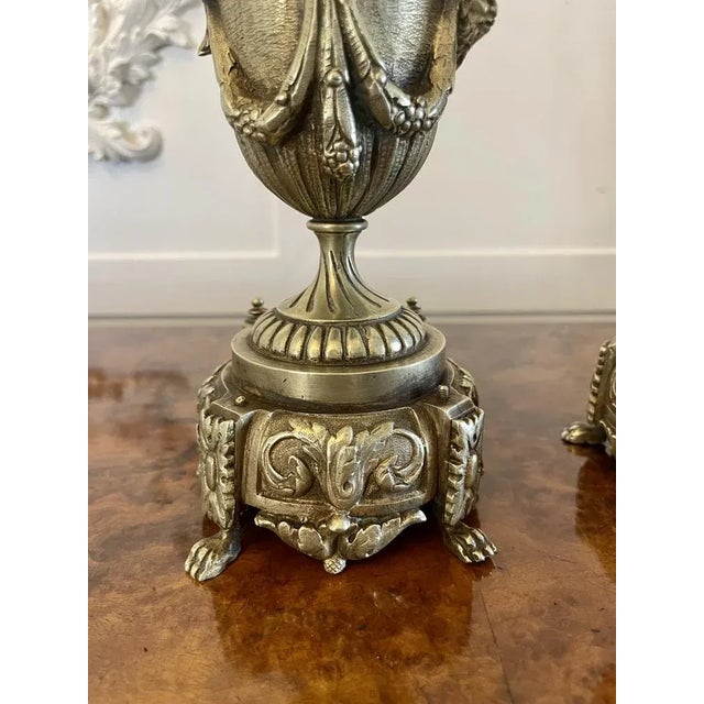 Victorian Ornate Brass Ewers, 1860s, Set of 2 For Sale - Image 4 of 9