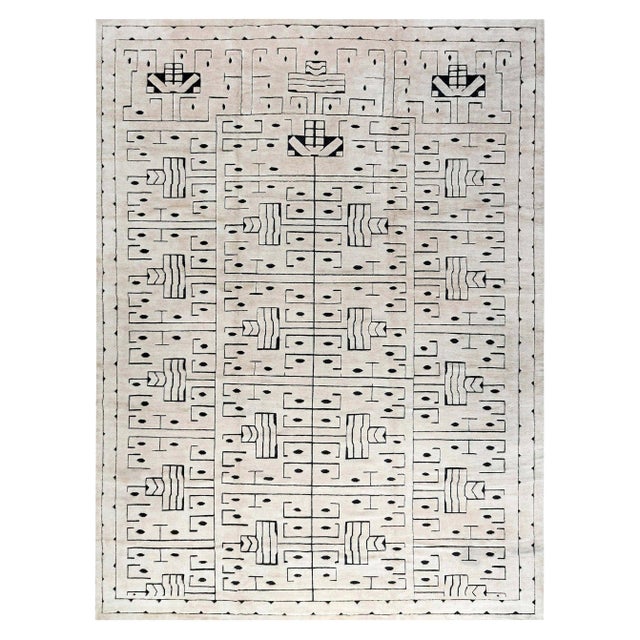 Modern Swedish Skvattram Style High-Low Wool Rug by Doris Leslie Blau For Sale