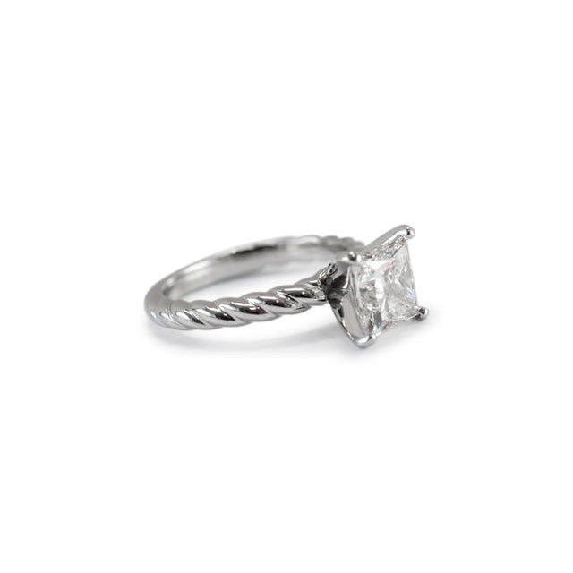 Metal 14k White Gold 1.50ct Princess Cut Lab Grown Diamond Solitaire Engagement Ring, Size 4.25 For Sale - Image 7 of 8