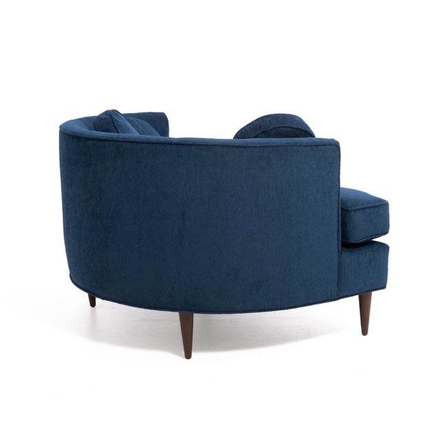 Mid Century Half Moon Lounge Chair & Ottoman After Adrian Pearsall Satellite Havana Knoll Fabric For Sale - Image 11 of 18