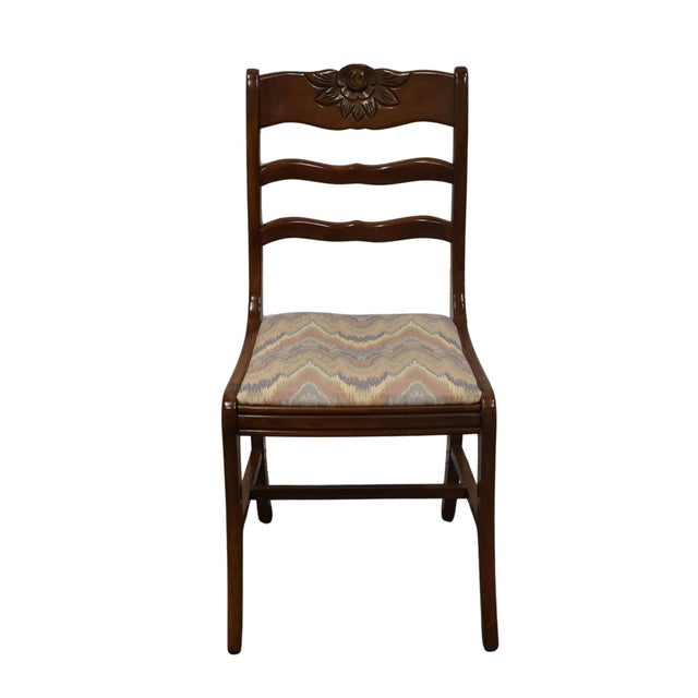 VINTAGE ANTIQUE Solid Cherry Country French Dining Side Chair w. Carved Rose Crest 34" High 17" Wide 20" Deep Seat: 19"...